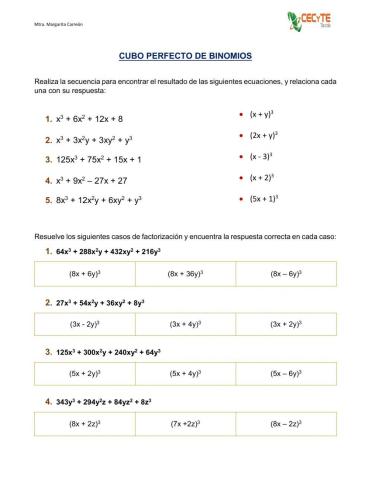 Factorizando el cubo de un binomio