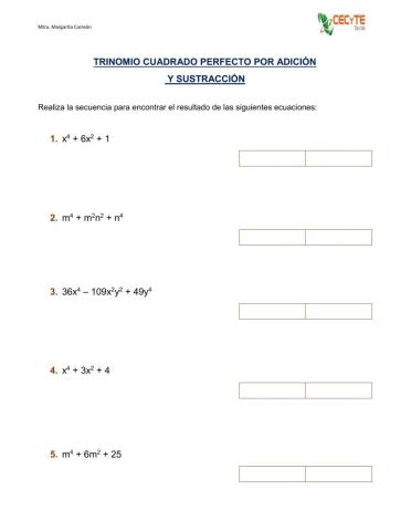 Factorizacion Trinomio cuadrado perfecto por adición y sustracción