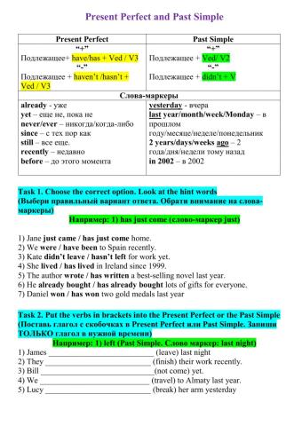 Preset Perfect vs Past Simple