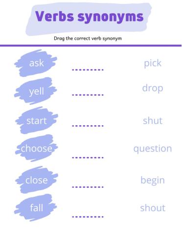 Snynonyms verbs for beginners