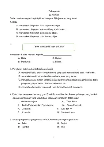 Pentaksiran Akhir TMK Tahun 5