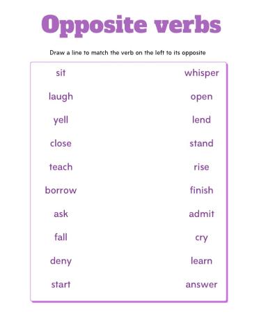 Opposite verbs for beginners