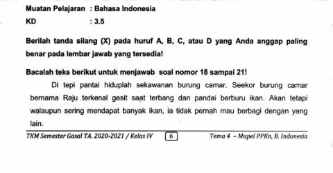 Pas bahasa indonesia tema 4 semester 1 2020-2021