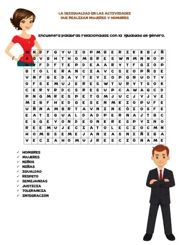 Sopa de letras igualdad de género