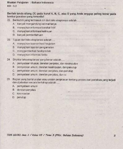 Penilaian Akhir Semester 1 Kelas 6