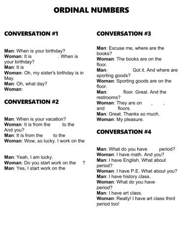 Listening - Ordinal Numbers