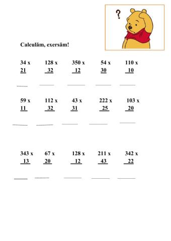 Înmulțirea unui număr din două cifre cu un număr  din două sau trei cifre