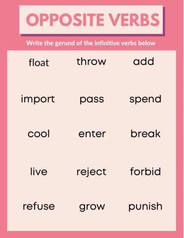 Opposite verbs for intermediate