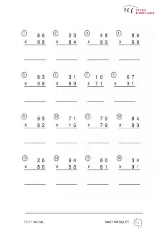 Multiplicacions dues xifres
