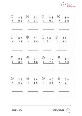 Multiplicacions dues xifres