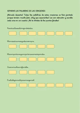 Separar las palabras de las oraciones