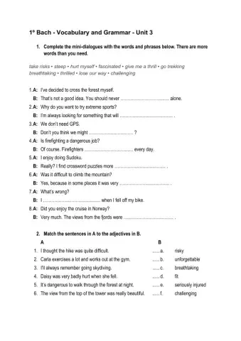 1ºBach - Vocabulary and Grammar