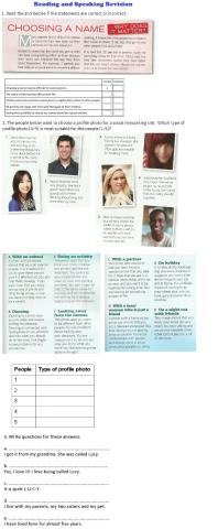 Reading & Speaking Revision