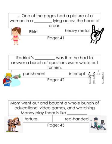 Diary of a Wimpy Kid-  Vocab list (Page 41-50)