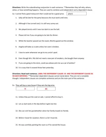 Subordinating Conjunctions 12-4