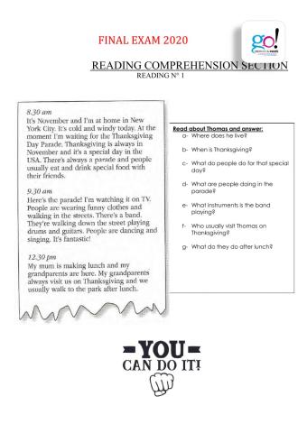 Final exam reading and listening