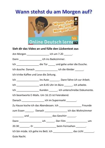 Trennbare Verben - Wann stehst du am Morgen auf?