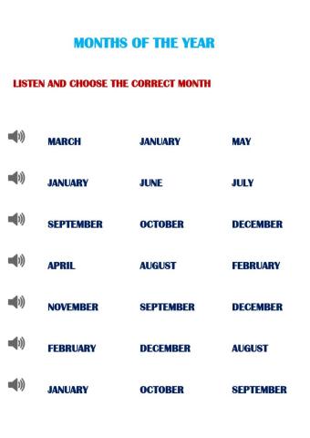 Months of the year listening
