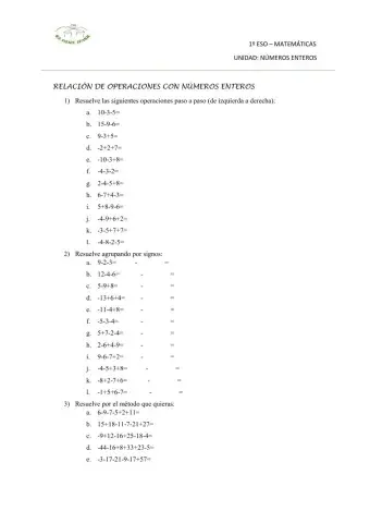 Operaciones números enteros