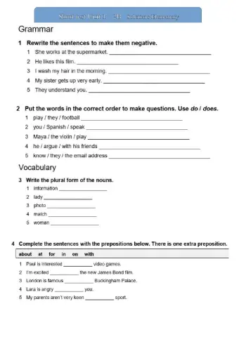 Solutions elementary 3r edition. Short test Unit 1  2B.