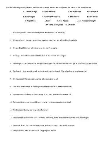 Advertising Strategies Assessment