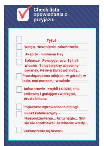 Check lista opowiadanie