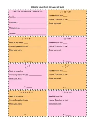 One Step Equation Quiz