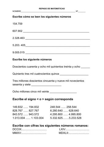 Números de hasta siete cifras