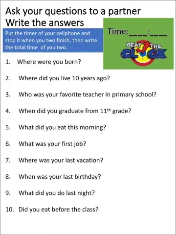 Quick questionary - simple past questions