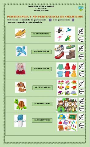 Pertenencia y no pertenencia a un conjunto