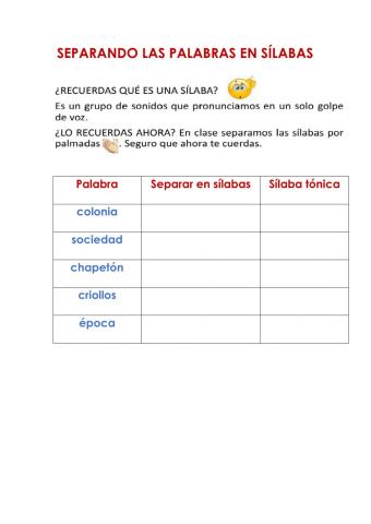 Separación de sílabas