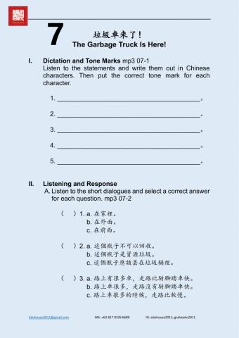 Welcome to Taiwan 2 Worksheet unit 7