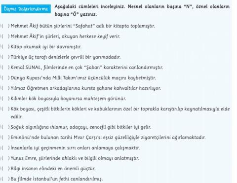 Öznel nesnel cümle