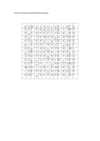 Sopa De Letras Sustantivos
