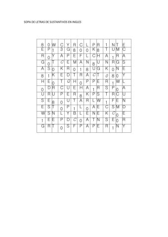 Sopa De Letras Sustantivos