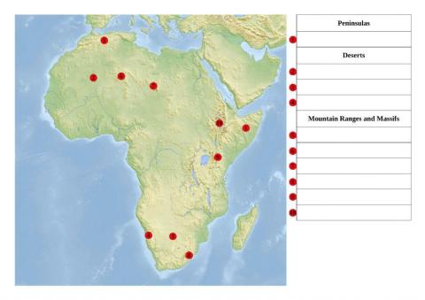 African peninsulas, deserts, mountains and massifs 2