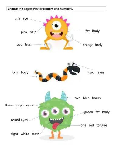 Adjectives colours and numbers2