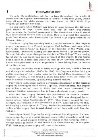 Trắc nghiệm Kỹ năng đọc hiểu Tiếng Anh số 01