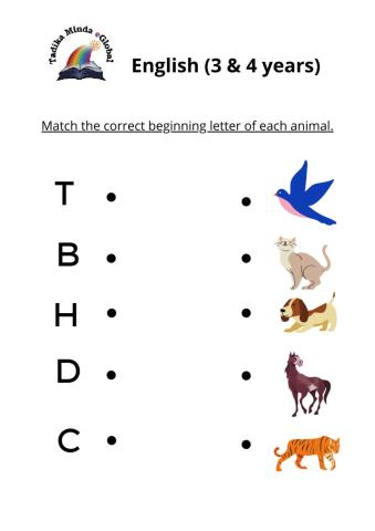 3 & 4 Years: English(Animals 1)