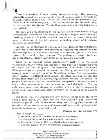Trắc nghiệm Kỹ năng đọc hiểu Tiếng Anh số 06