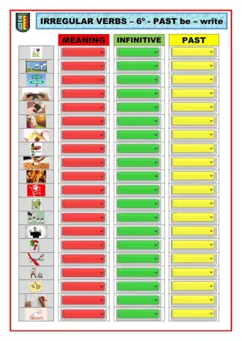 IRREGULAR VERBS 6º PAST to be - to write (80)