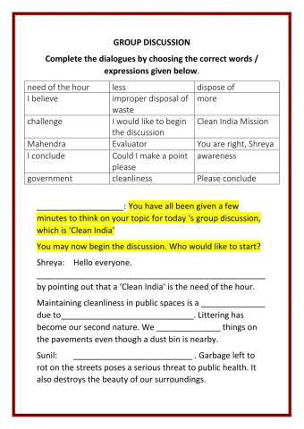 Group discussion writing skill