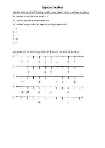 Identifying Negative Numbers