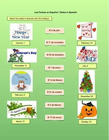 Las Fechas - Dates In Spanish