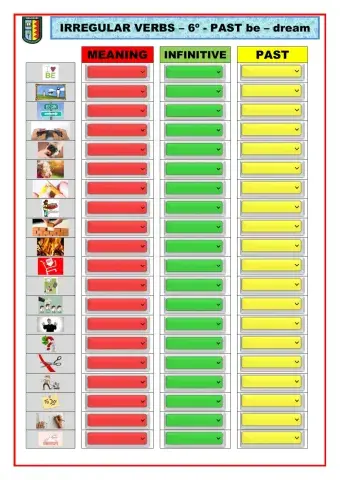 IRREGULAR VERBS 6º PAST to be - to dream (20)