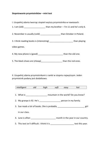 Stopniowanie przymiotników