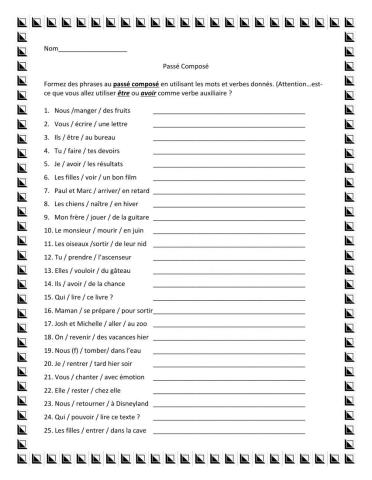 Passé Composé avec être et avoir. (Faites les accords et attention à la ponctuation!