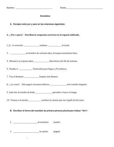 Review of grammar and vocabulary