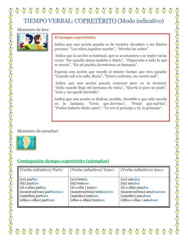 Tiempo copretérito indicativo