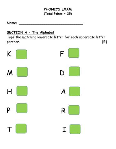 Grade 1 Phonics Christmas Exam 2020